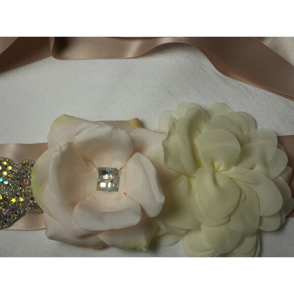 Blush Ivory rhinestone wedding  bridal Prom Formal Party Formal Dress Gown Belt - Picture 5 of 7